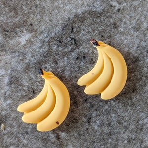2 Banana Small Fruit Flat Back Embellishment Buttons Size 5/8&quot;