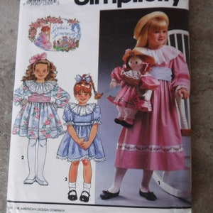 Simplicity Pattern Childs Dress and Doll Dress 7740 Complete