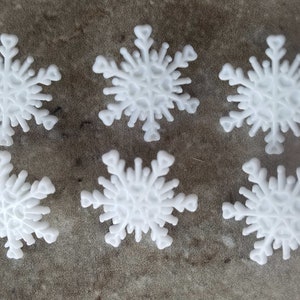 6 Glossy Heart Rimmed Snowflake Shank Buttons Size 7/8"
