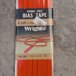 Vintage Wrights Double Fold Bias Tape Orange A32