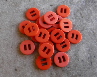 20 Poppy Orange Small Ribbon Slide Round Buttons Size 1/2".