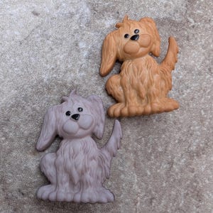 2 Big Fluffy Dog Shank Buttons Size 1&quot; Crafting Sewing You choose the color