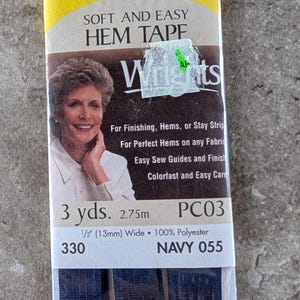Vintage Wrights Hem Tape Soft and Easy Navy A49