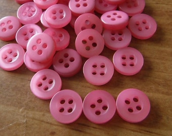 30 Punch Pink Flat Rim Round Buttons Size 5/16"