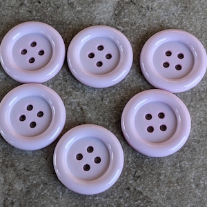 6 Pale Pink Large Pop Rim Round Buttons Size 1 5/16"
