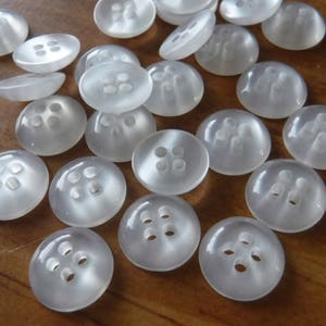 22 White Glossy Pop Dot Round Buttons Size 3/8&quot;