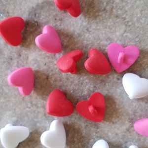 6 Puffy Heart Shank Buttons Size 1/2&quot; You choose the color