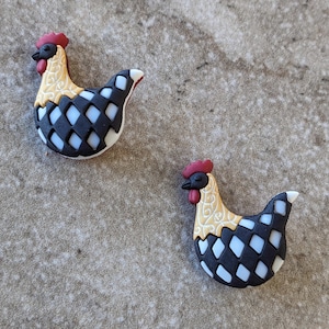 2 Checkered Hen Shank Buttons Size 1&quot;