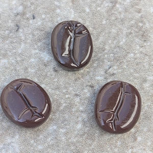 3 Coffee Bean Flat Back Embellishment Buttons Size 1/2"