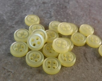 20 Lemon Yellow Lifted Rim Round Buttons Size 5/16"
