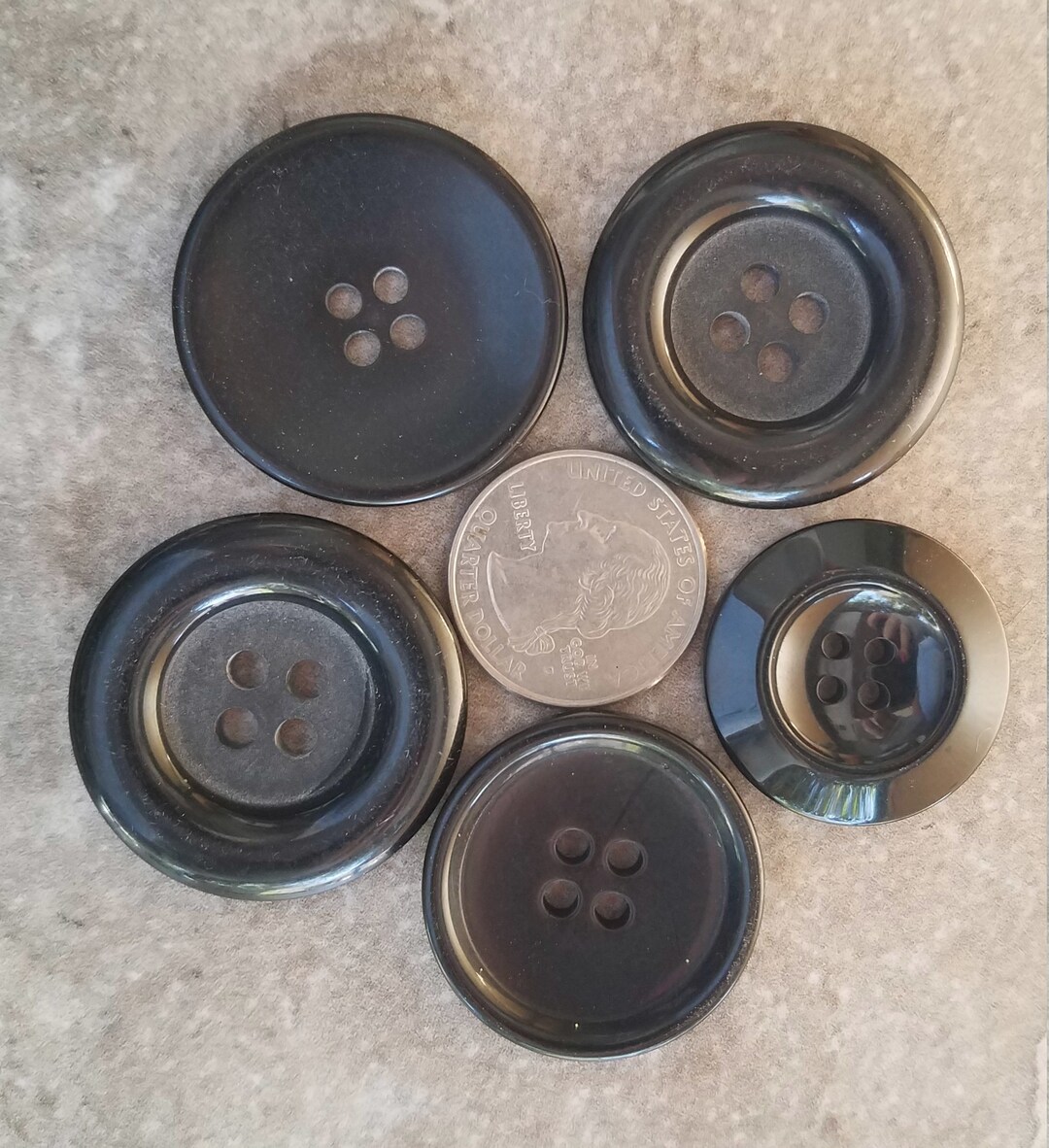 5 Black Jumbo Buttons Assorted Round Crafting Sewing Buttons - Etsy