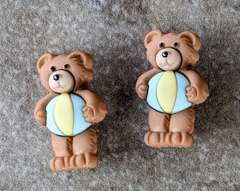 2 Boy Beach Bear with Ball Shank Buttons Size 11/16"
