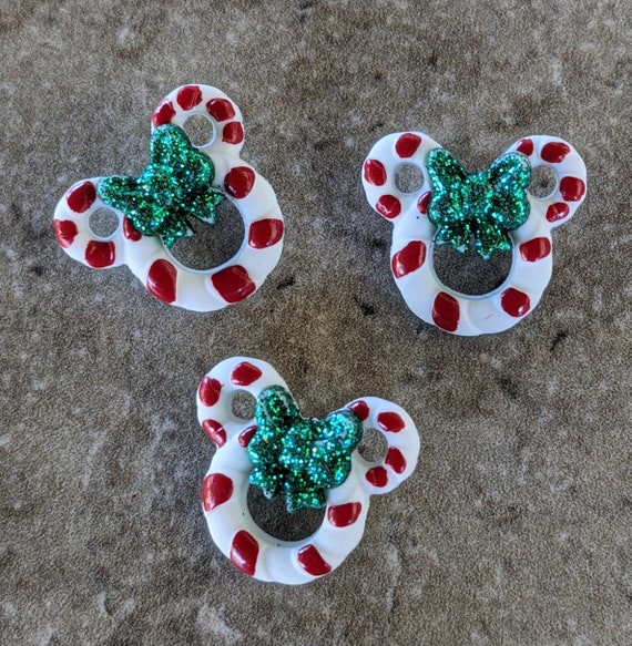 3 Disney Minnie Mouse Head Candy Cane Wreath Shank Buttons - Etsy