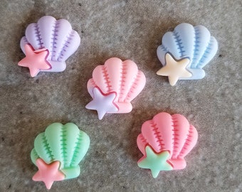 3 Seashell Flat Back Buttons Size 3/4"