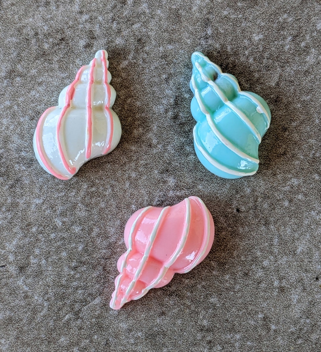 2 Sea Snail Shell Flat Back Embellishment Buttons Size 5/8