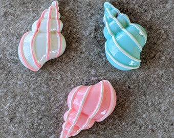 2 Sea Snail Shell Flat Back Embellishment Buttons Size 5/8"