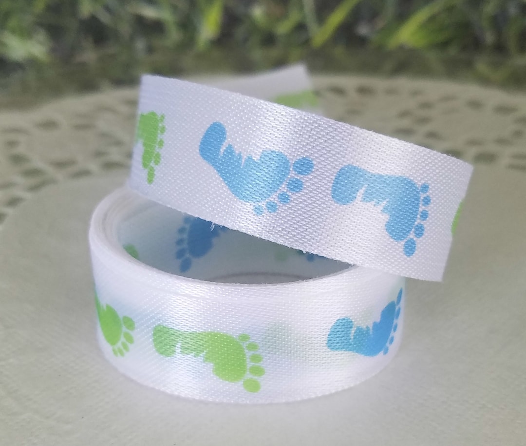 Blue and Green Baby Feet Ribbon 3 Yards - Etsy