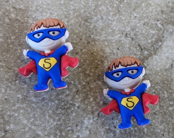 2 Superhero Blue & Red Shank Buttons