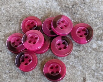 10 Magenta 2 Tone Slip Rim Round Buttons Size 7/16" Sewing Crafting