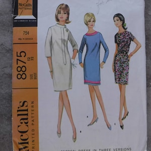 McCalls Pattern Misses Dress 8875 Complete  Cut size 12