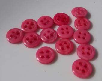 25 Punch Pink Bubble Center Round Buttons Size 5/16".