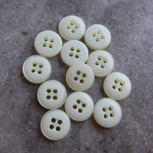 12 Light Yellow Deep 4 Hole Round Buttons Size 1/2"