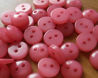 25 Punch Pink Pop Round Buttons Size 3/8".