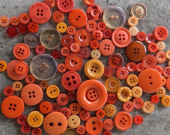Orange Shade Buttons, 100 Bulk Assorted Roun dMulti Size Crafting Sewing Buttons