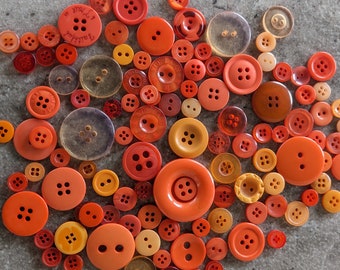 Orange Shade Buttons, 100 Bulk Assorted Roun dMulti Size Crafting Sewing Buttons