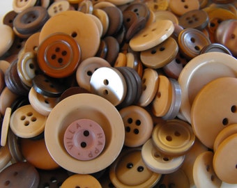 Brown Shades Buttons, 100 Bulk Assorted Round Multi Size Crafting Sewing Buttons