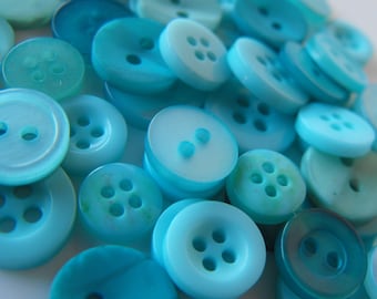 Waterfall Buttons, 50 Small Assorted Round Sewing Crafting Bulk Buttons