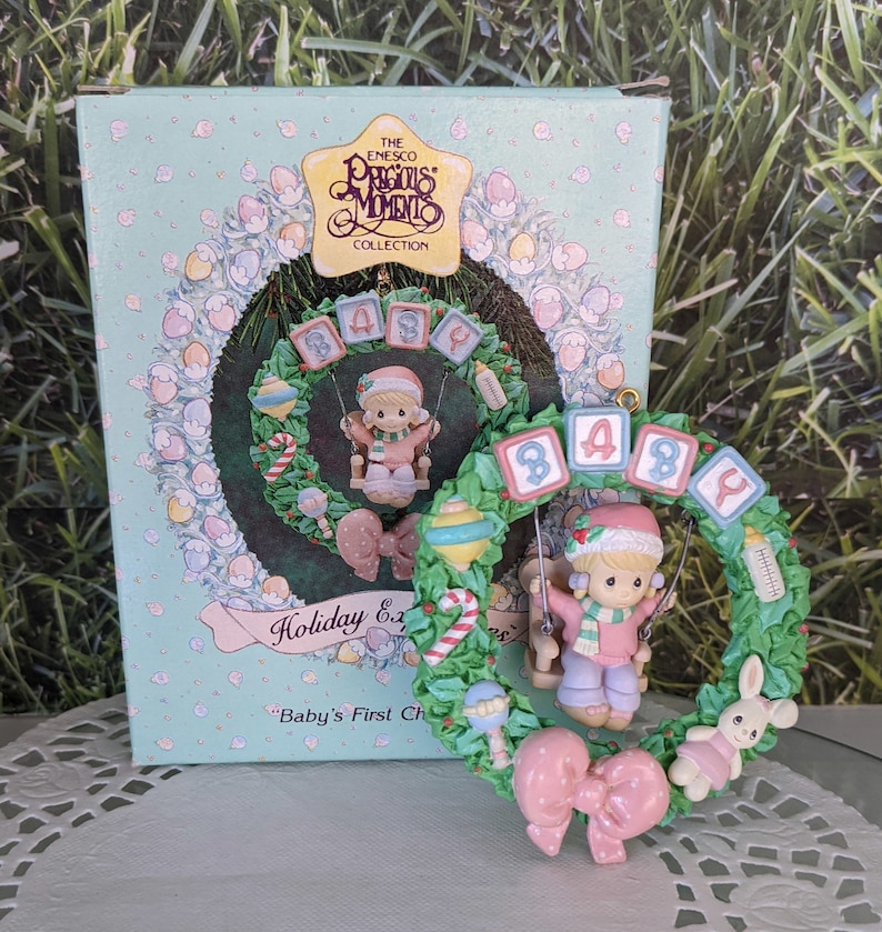 Enesco Precious Moments Baby's First Christmas Girl Ornament 1993 - Etsy