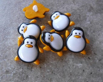 3 Fat Penguin Shank Buttons Size 3/4".