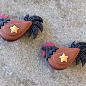 2 Brown and Black Hen with Star Shank Buttons Size 1 1/4&quot;
