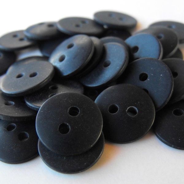 30 Black Matt Small Round Buttons Size 7/16"