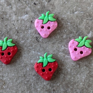 6 Strawberry 2 Hole Small Buttons Size 9/16&quot;