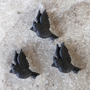 3 Black Crow Shank Buttons Size 7/8&quot;