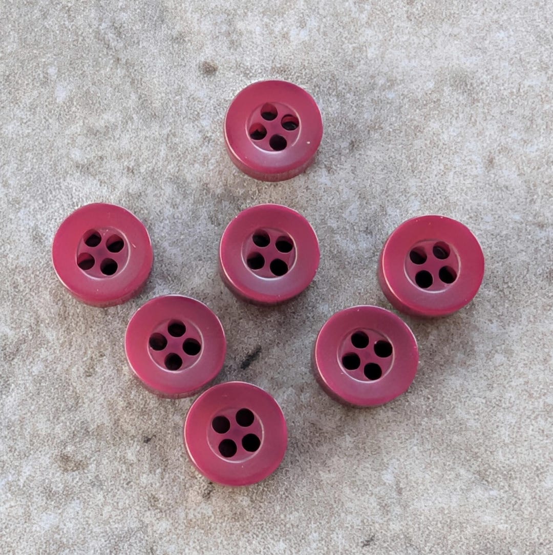 Small Round Buttons 7 Deep Red Thick Small Round Buttons Size 5/16
