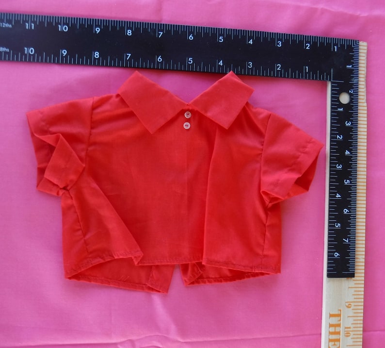 Red Shirt Overalls Doll Outfit