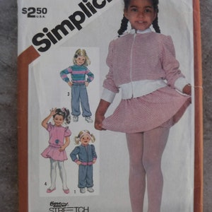 Simplicity Pattern Girls Pull On Pants, Mini Skirt, Panties, Pullover Top and Unlined Jacket 5775 Complete, Partially Cut Size 3-4