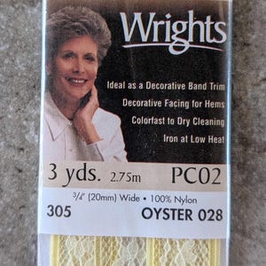 Vintage Wrights Hem Tape Flexi Lace Oyster A86