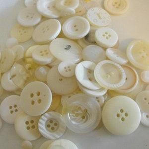 Sale Choose your color 100 Bulk Assorted Medium to Small Round Multi Size Crafting Buttons White,Off White,Ivor