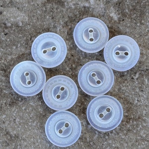 8 Clear Frosted Double Stitch Rim Round Buttons Size 11/16