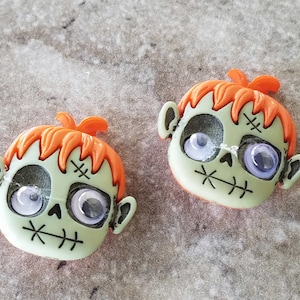 2 Zombie Boy Shank Buttons Size 1&quot;