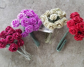 12 Satin Roses Size Miniature