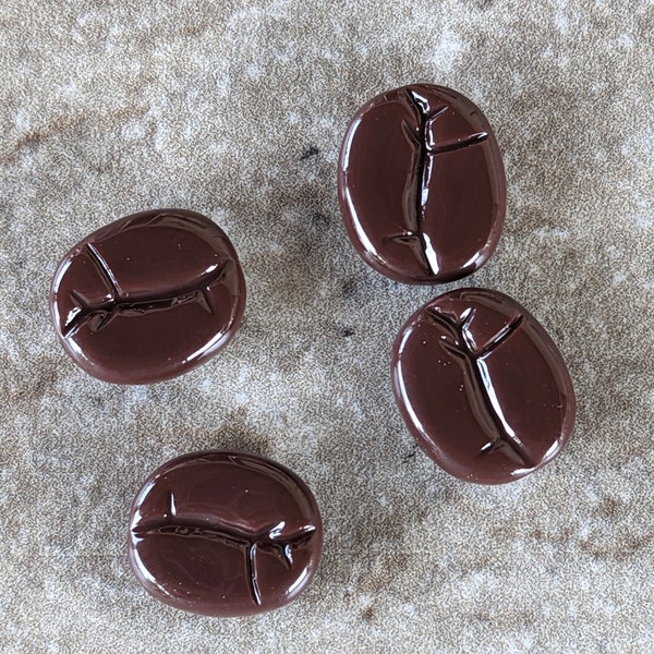 4 Coffee Bean Flat Back Buttons Size 1/2"