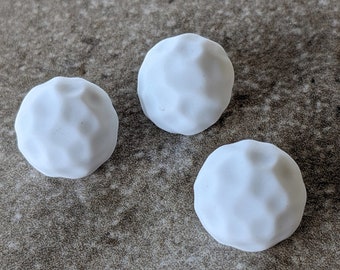 3 White Snowball Shank Buttons Size 5/8"