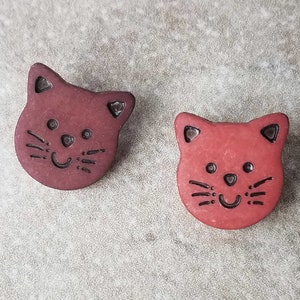 6 Cat Head Shank Buttons Size 5/8" You choose the color