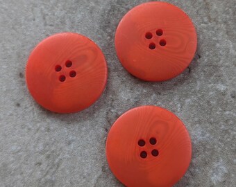 3 Blood Orange Jumbo Pop Round Buttons Size 1 3/16".