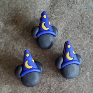 3 Disney Mickey Mouse Head Merlin Hat Shank Buttons Size 13/16&quot;